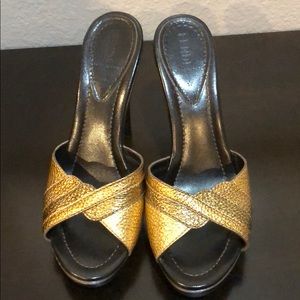 Prada black heel with gold